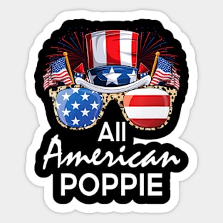 All American Poppie 4th of July USA America Flag Sunglasses Sticker